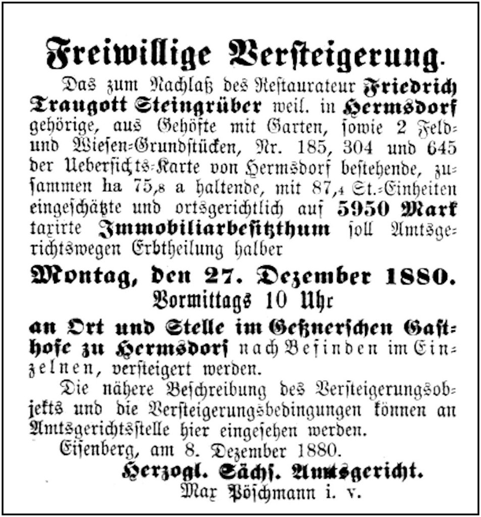 1880-12-08 Hdf Versteigerung Steingrueber